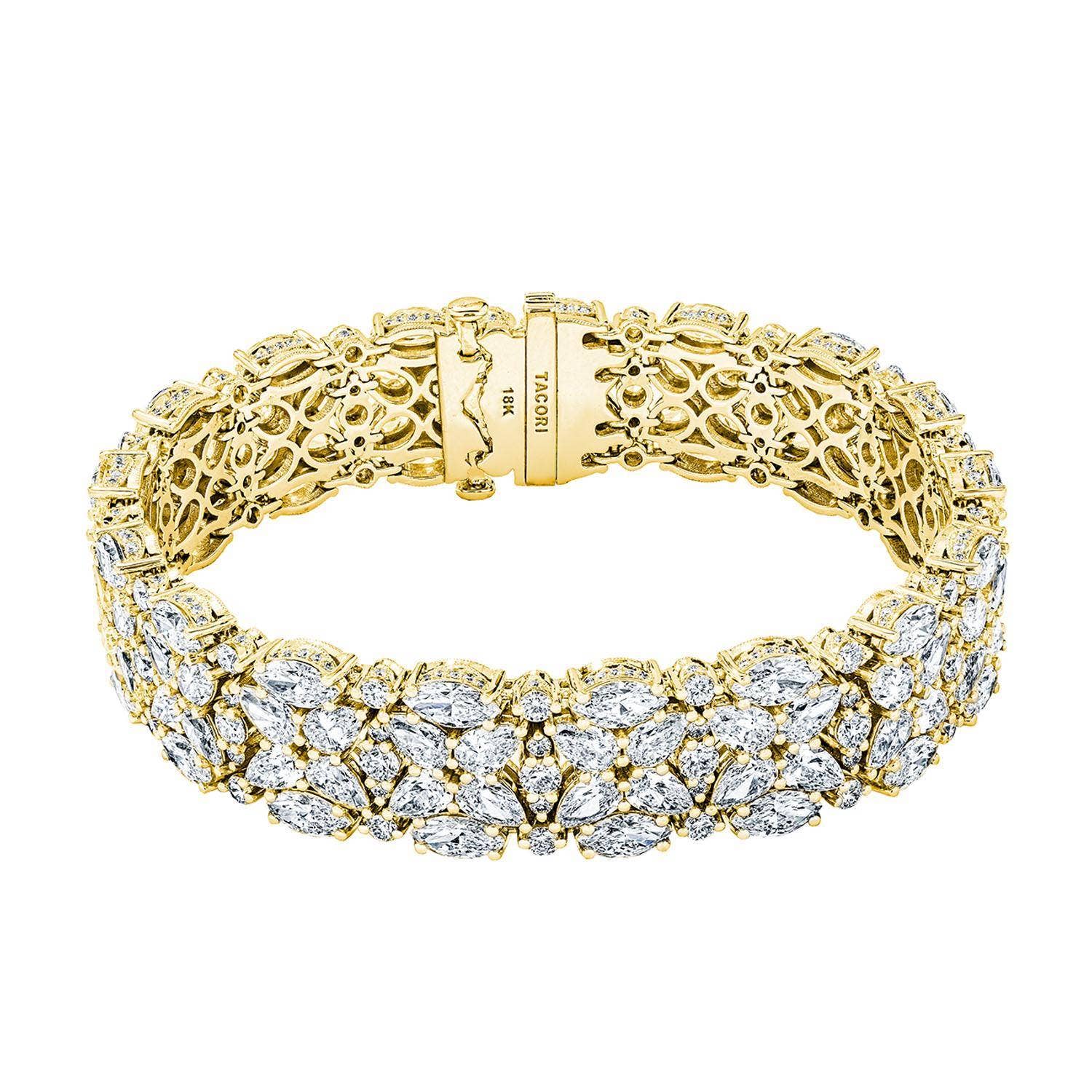 FB685Y 18kt Yellow Gold Diamond Mosaic Bracelet, Pear & Marquise